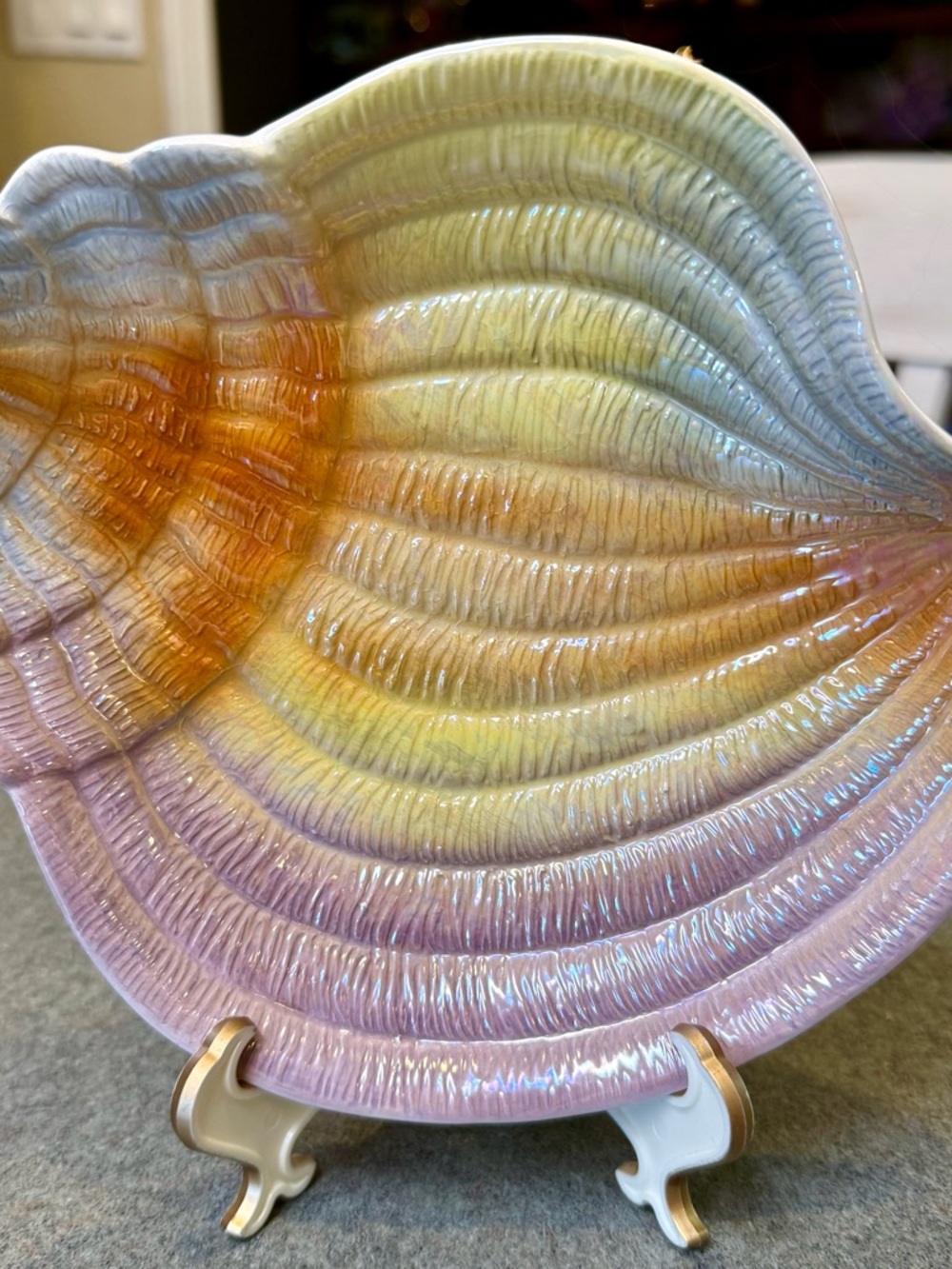 Vintage Lillian Vernon Iridescent Shell Plate